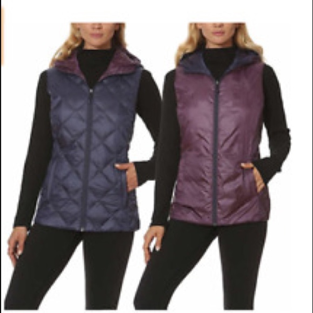 Puffer vest small NWT Gerry reversible navy/purple